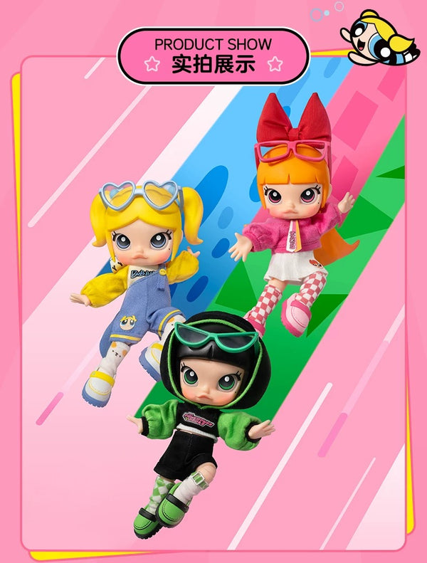 POPMART MOLLY x Powerpuff Girls na Naaaksyong Manika BJD (isang kahon ng tatlong piraso)