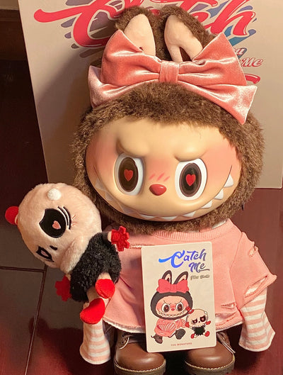 POPMART THE MONSTERS LABUBU Catch Me If You Like Me Valentine's Day Vinyl Doll Limited Gift Box - Pink and White Striped Different Colors