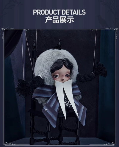 泡泡瑪特 ΘSKULLPANDA × 星期三毛絨公仔掛件奈弗莫爾學院校服版