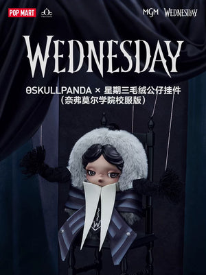 泡泡瑪特 ΘSKULLPANDA × 星期三毛絨公仔掛件奈弗莫爾學院校服版